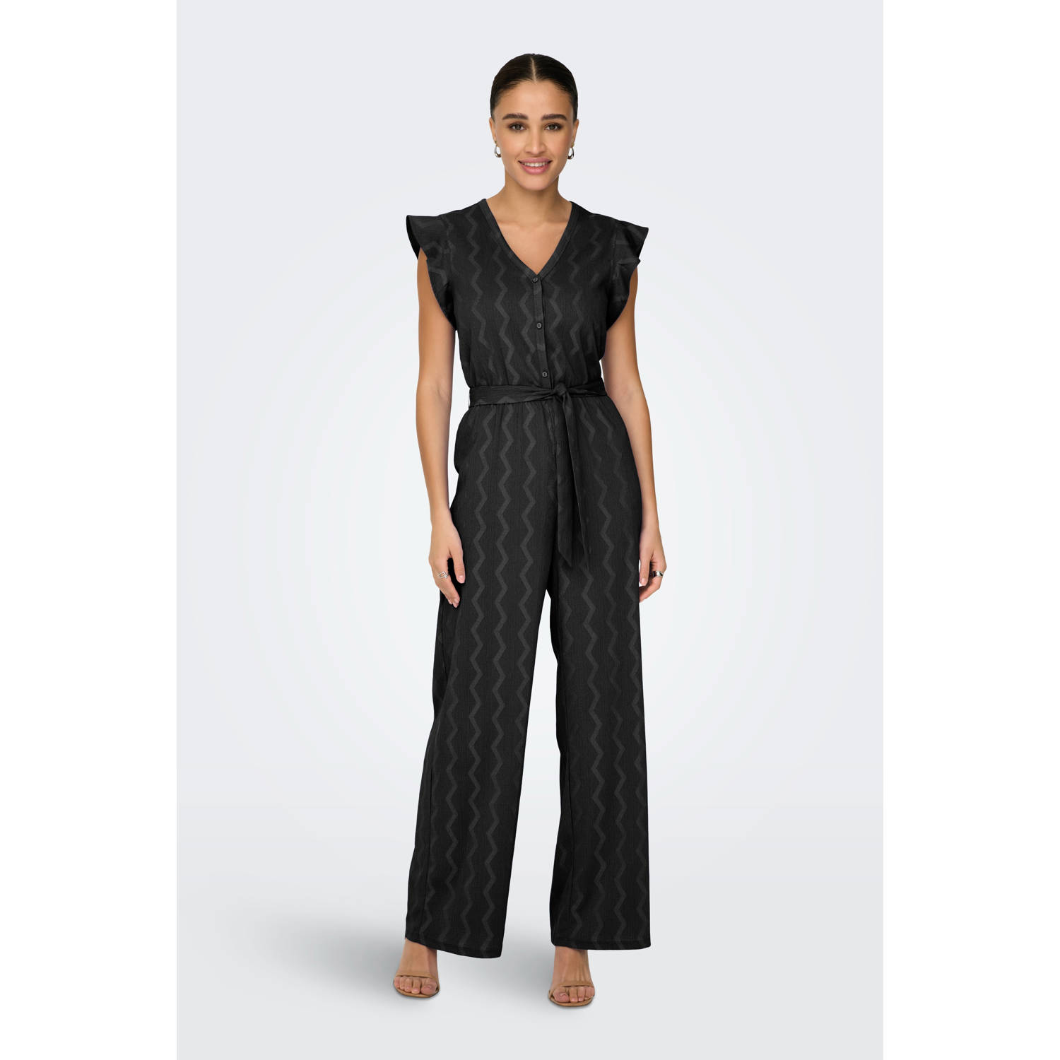 ONLY regular jumpsuit zwart gebreid