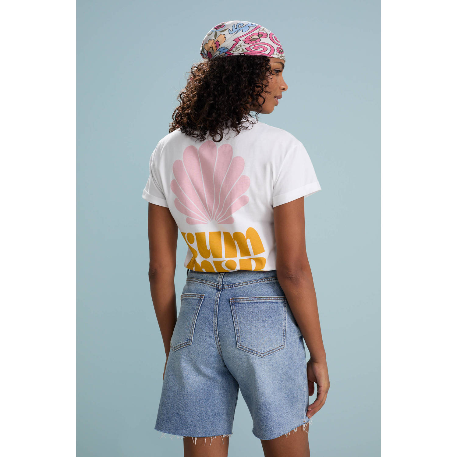 ONLY wide leg high waist denim short light blue denim