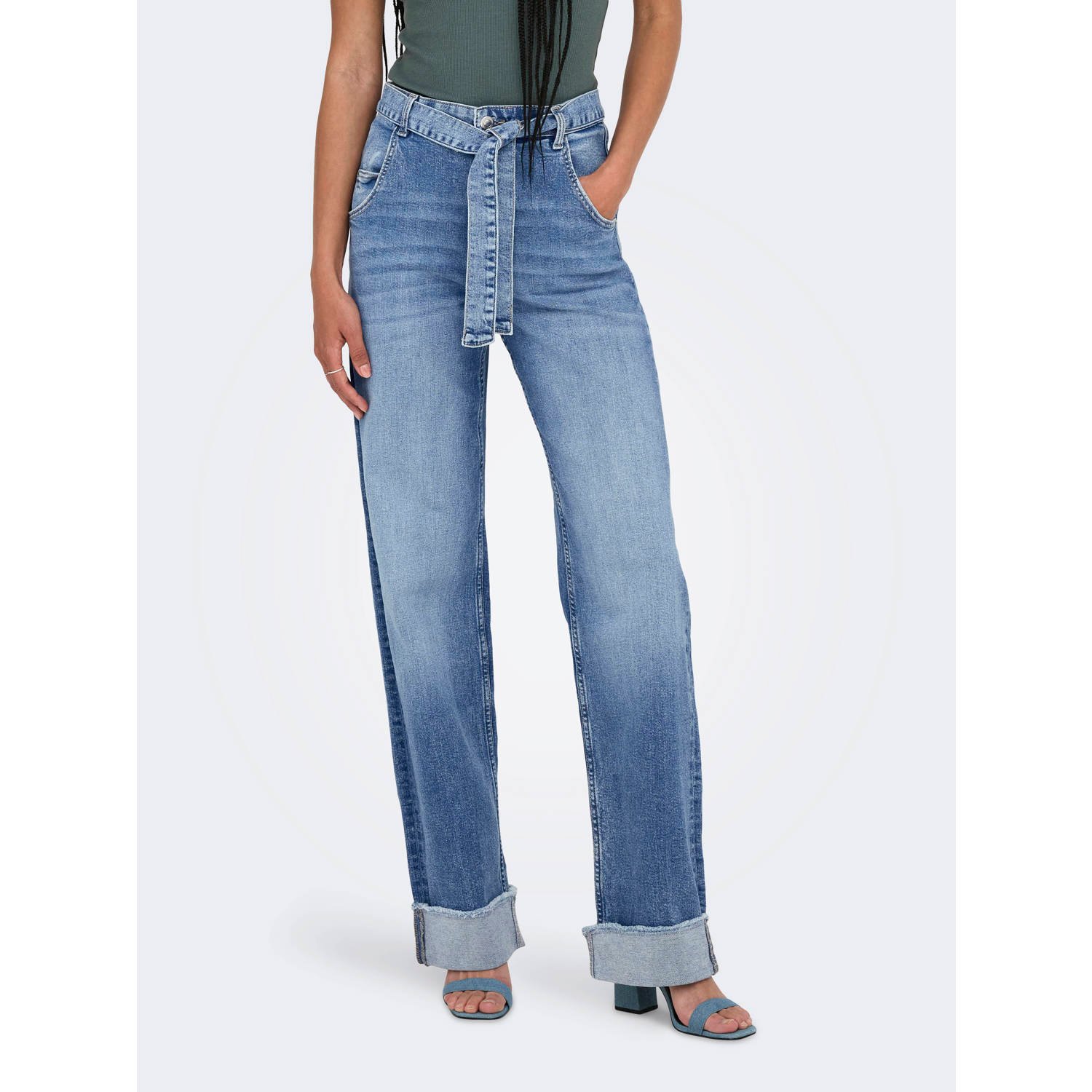 ONLY high waist wide leg jeans light blue denim