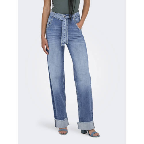 ONLY high waist wide leg jeans light blue denim afbeelding