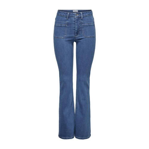 ONLY high waist flared jeans medium blue denim afbeelding