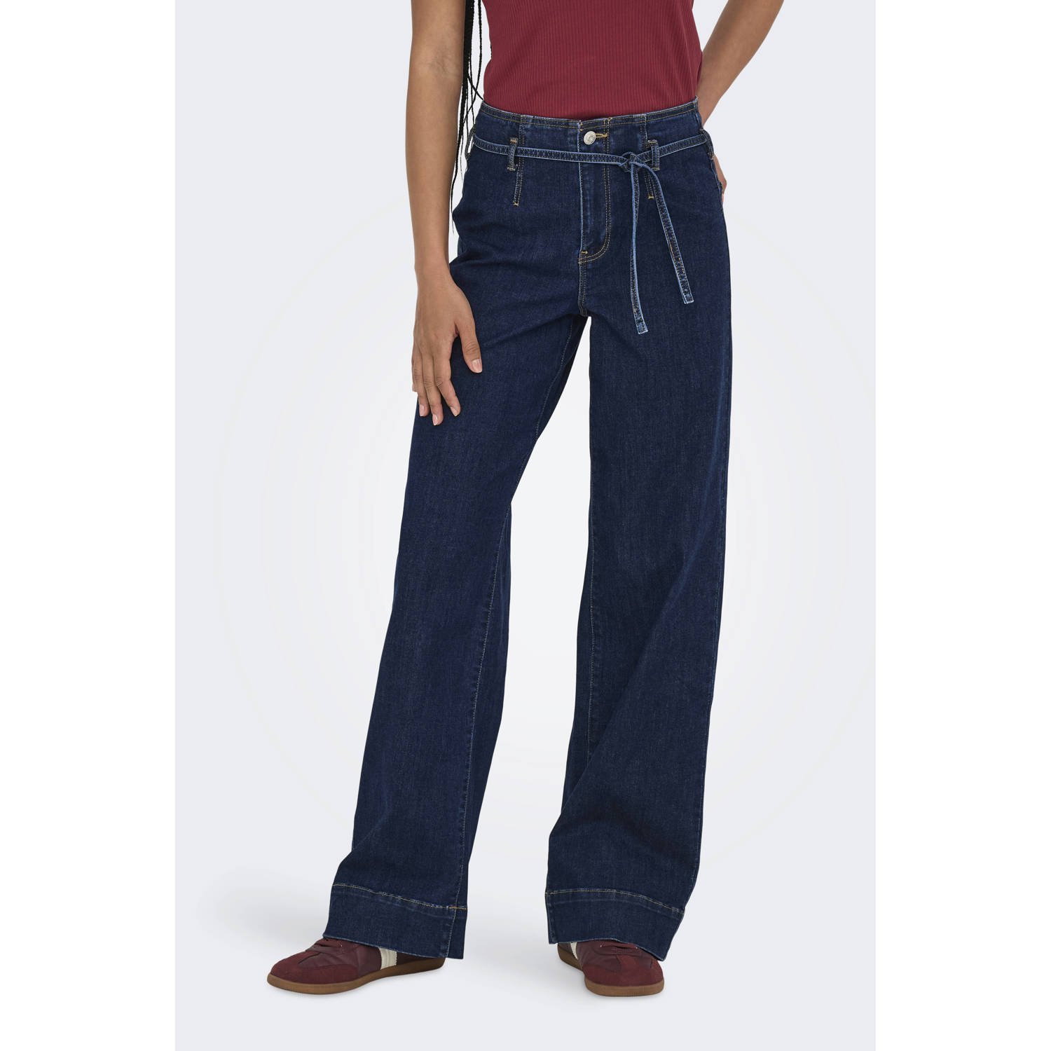 ONLY high waist wide leg jeans dark blue denim