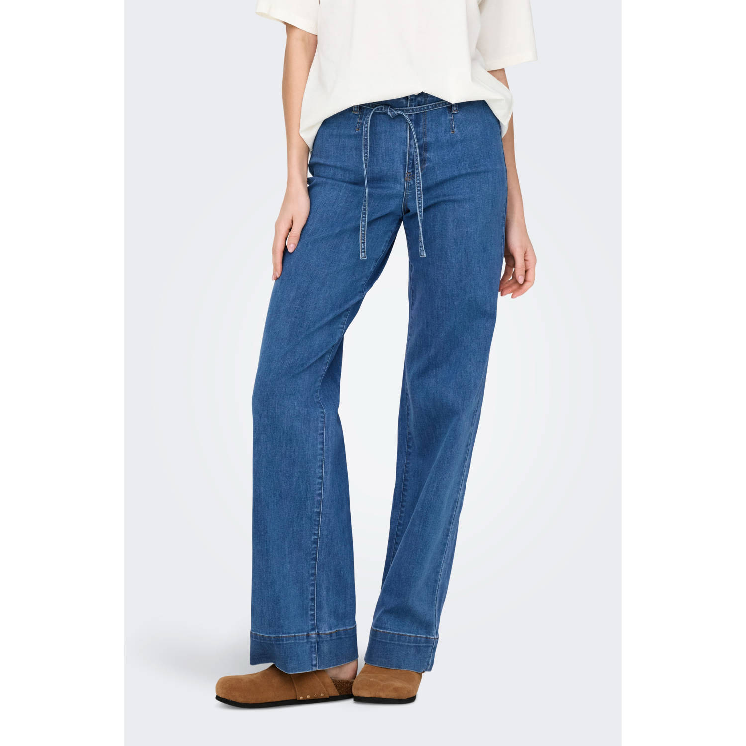 ONLY high waist wide leg jeans medium blue denim