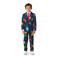 Suitmeister kostuum met stropdas donkerblauw/groen/rood