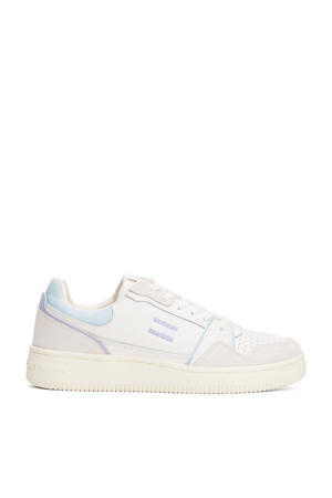 leren sneakers wit/lila/lichtblauw