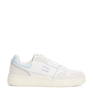   leren sneakers wit/lila/lichtblauw