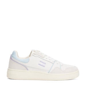 leren sneakers wit/lila/lichtblauw