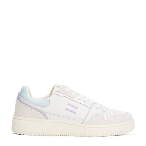 Tommy Jeans leren sneakers wit/lila/lichtblauw afbeelding