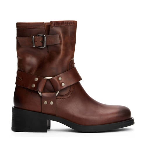 Tommy Jeans leren bikerboots bruin afbeelding