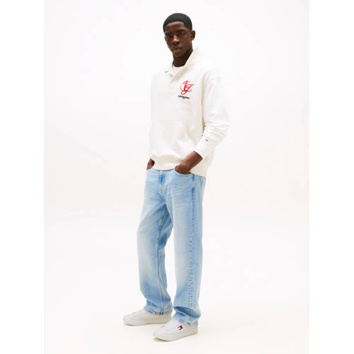 Tommy Jeans leren sneakers wit/blauw afbeelding