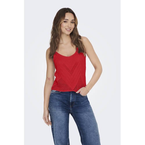 JDY mouwloze top rood gebreid afbeelding