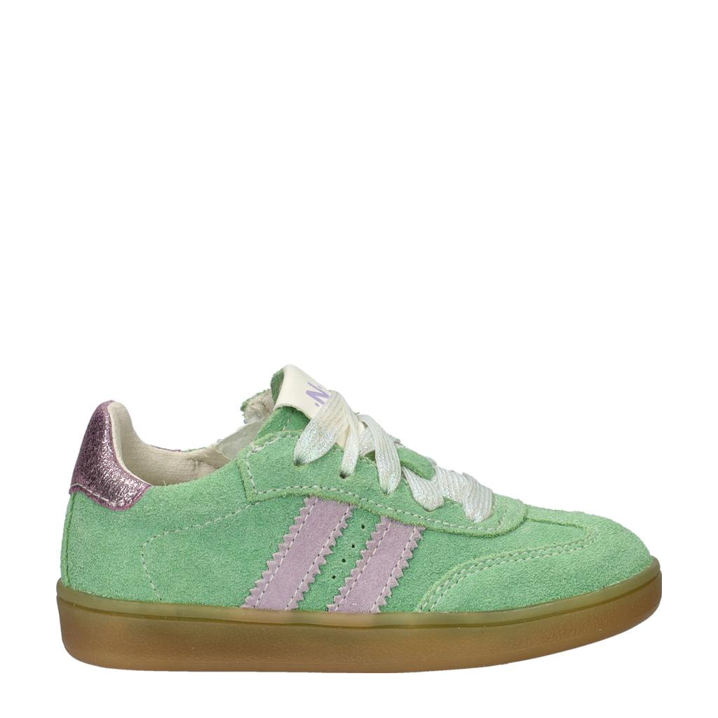 Groene meisjes Nelson Kids suède sneakers met veters