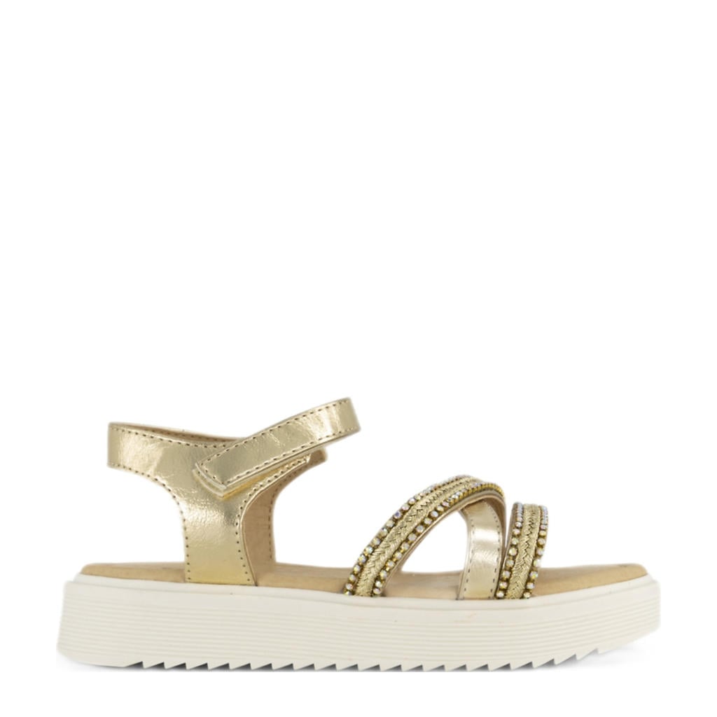 Gouden meisjes Graceland sandalen van imitatieleer met klittenband