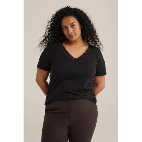 WE Fashion Curve T-shirt zwart afbeelding