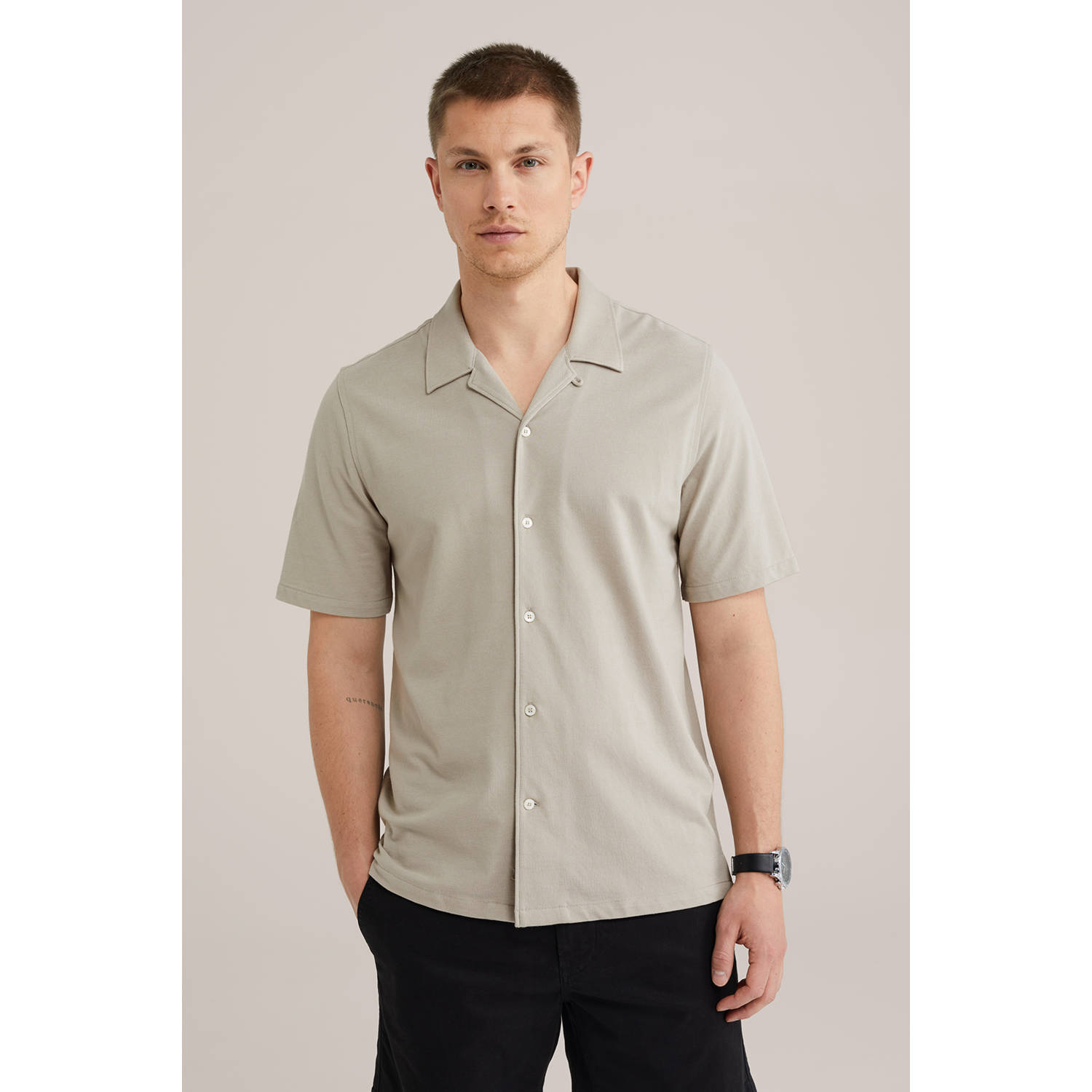 WE Fashion WE Fundamentals casual overhemd taupe