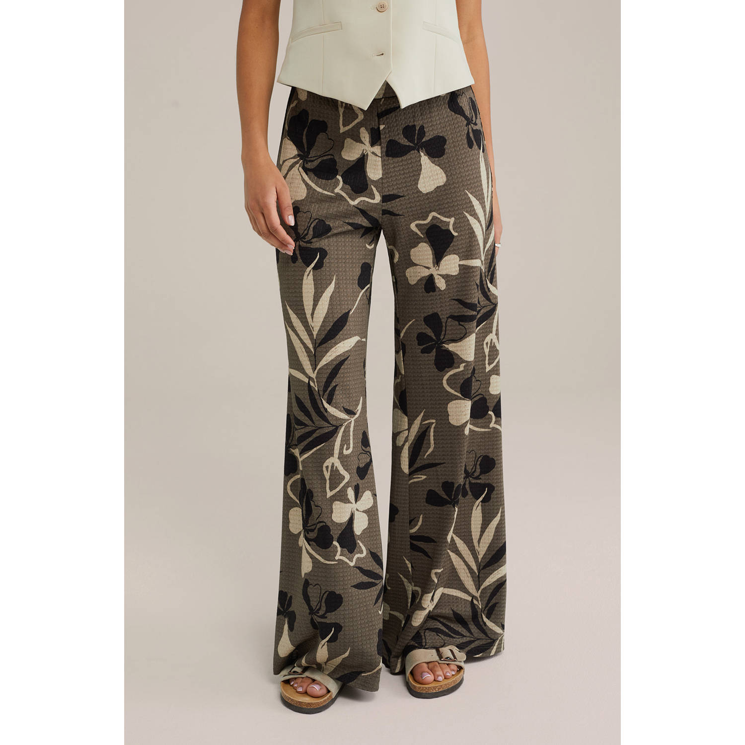 WE Fashion high waist casual broek kaki