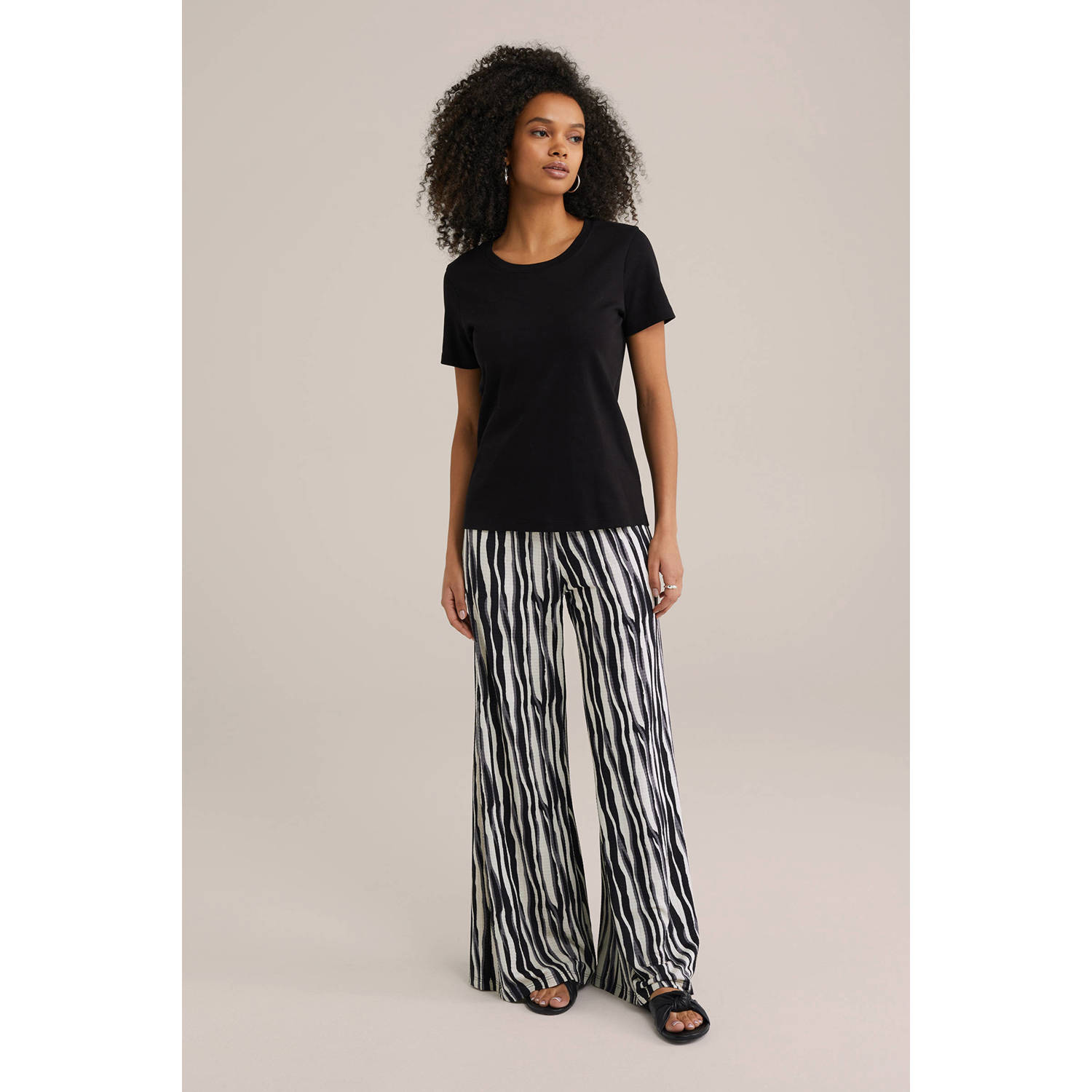 WE Fashion high waist casual broek zwart