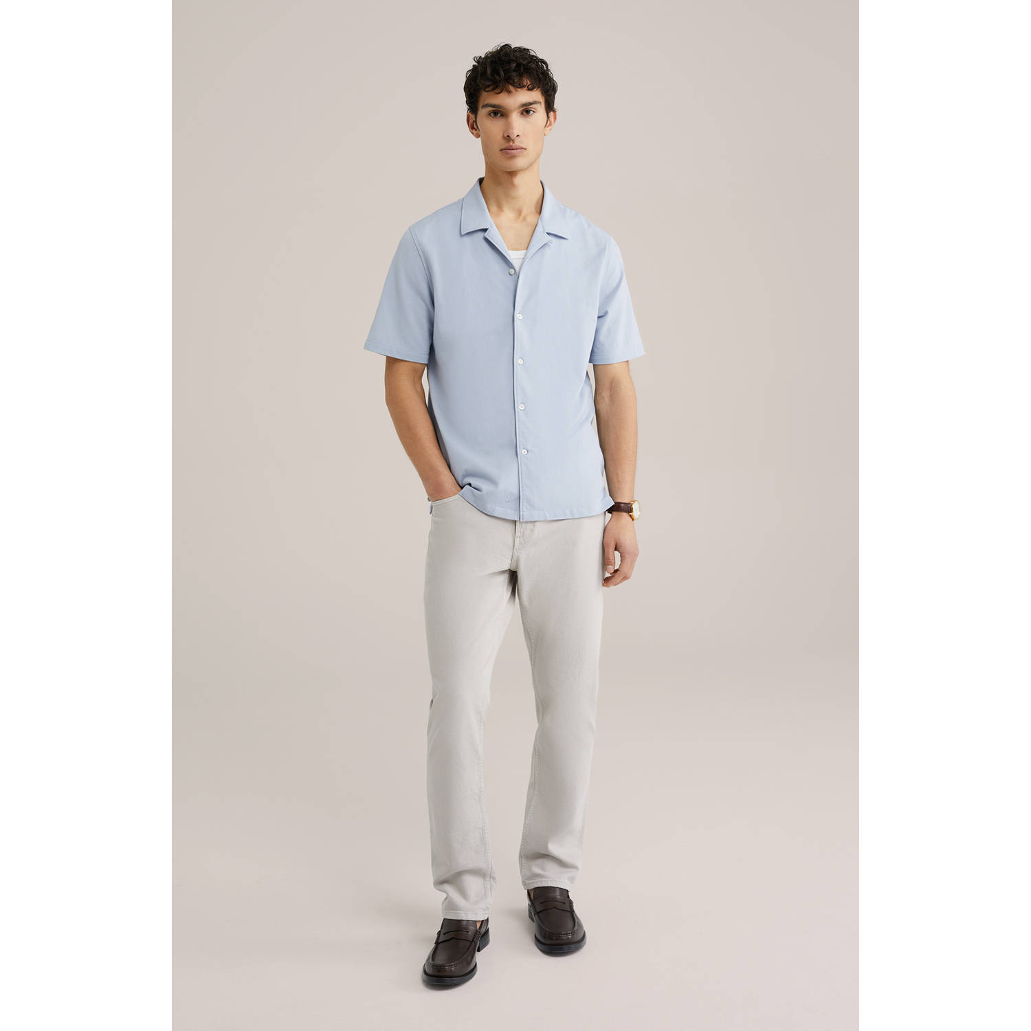 WE Fashion WE Fundamentals casual overhemd lichtblauw