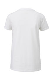 thumbnail: Witte dames Q S by s.Oliver t-shirt van katoen met effen, korte mouwen, ronde hals en omslagdetail