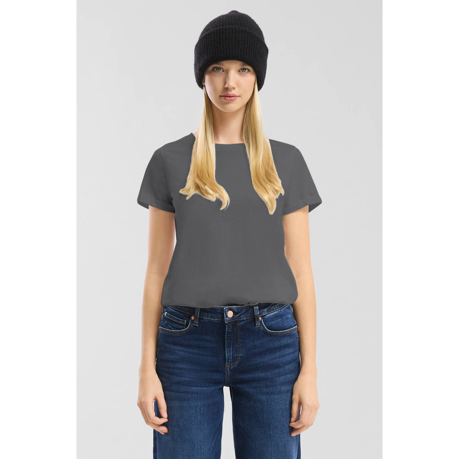 Q S by s.Oliver T-shirt antraciet