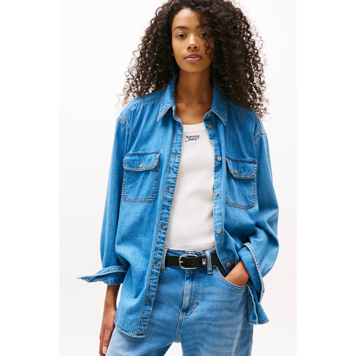 Tommy Jeans denim blouse medium blue denim