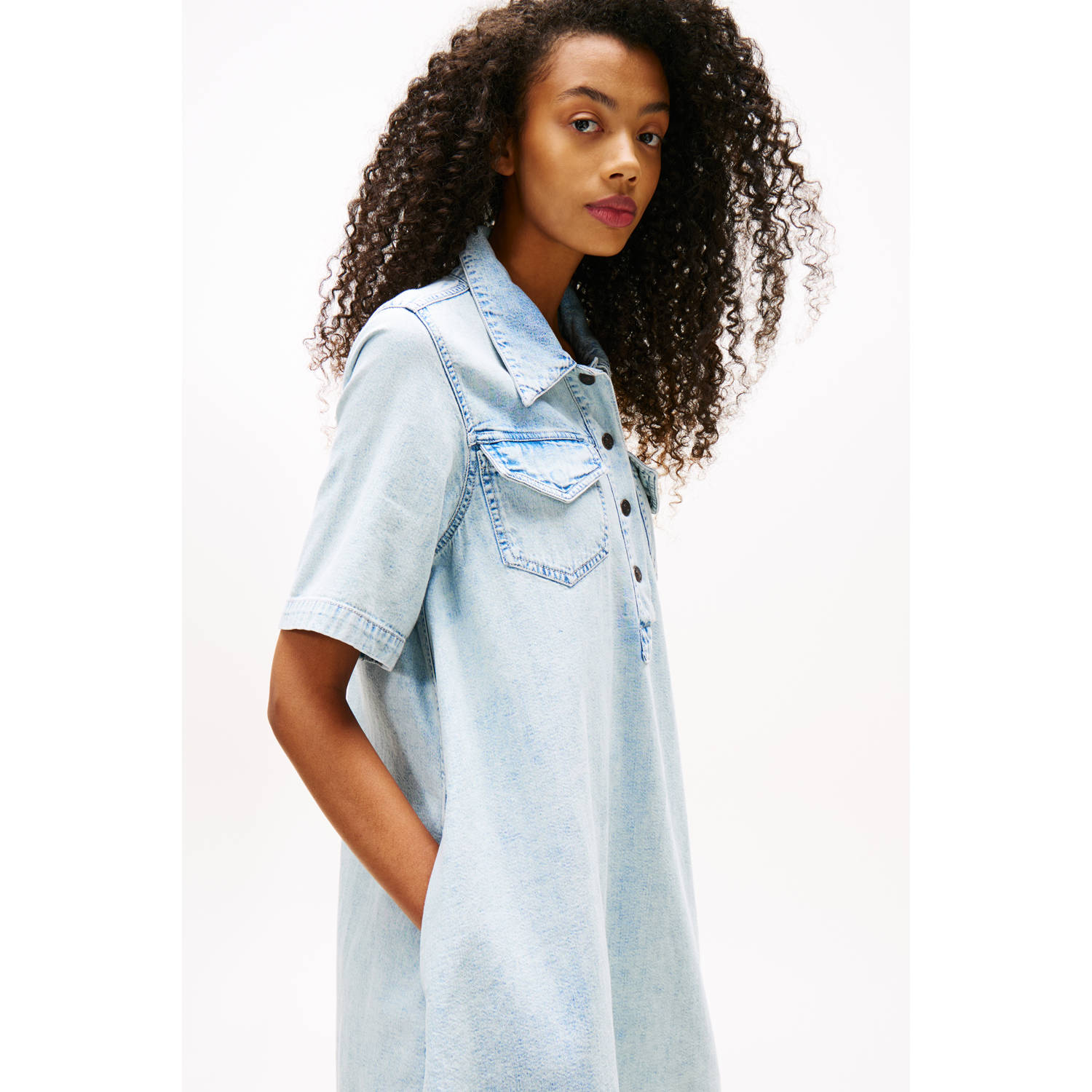 Tommy Jeans denim spijkerjurk light blue denim