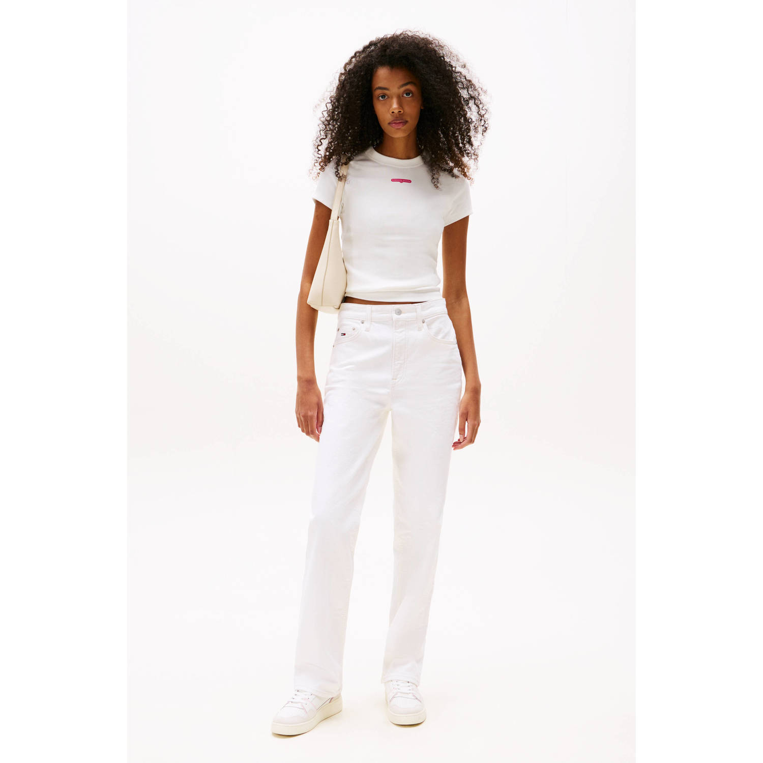 Tommy Jeans cropped top wit rib gebreid