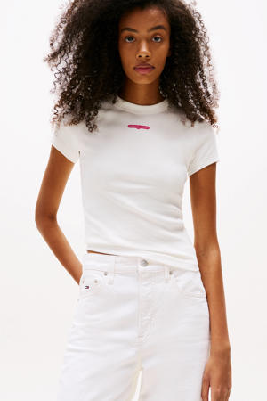 cropped top wit rib gebreid