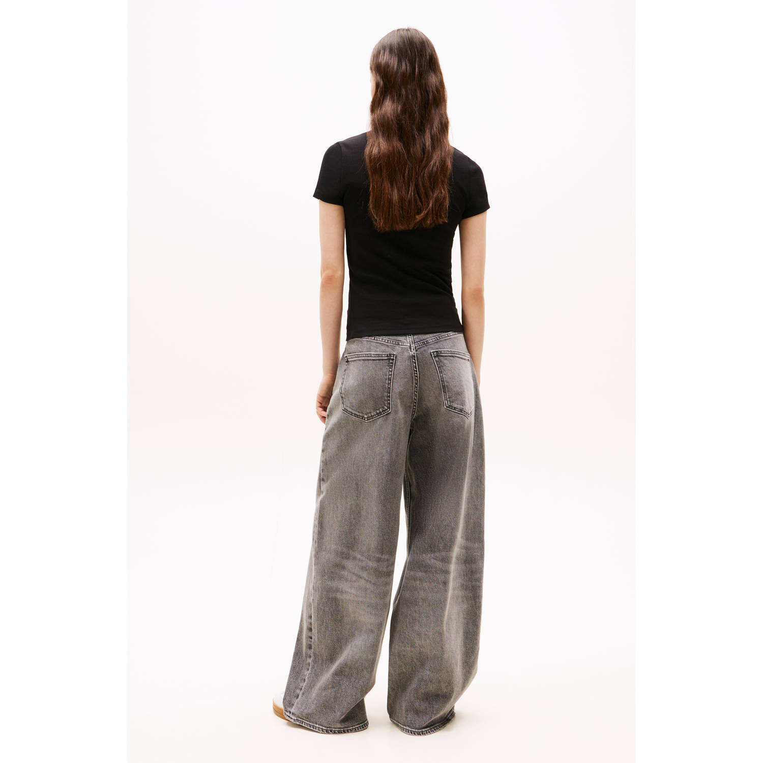 Tommy Jeans cropped top zwart rib gebreid