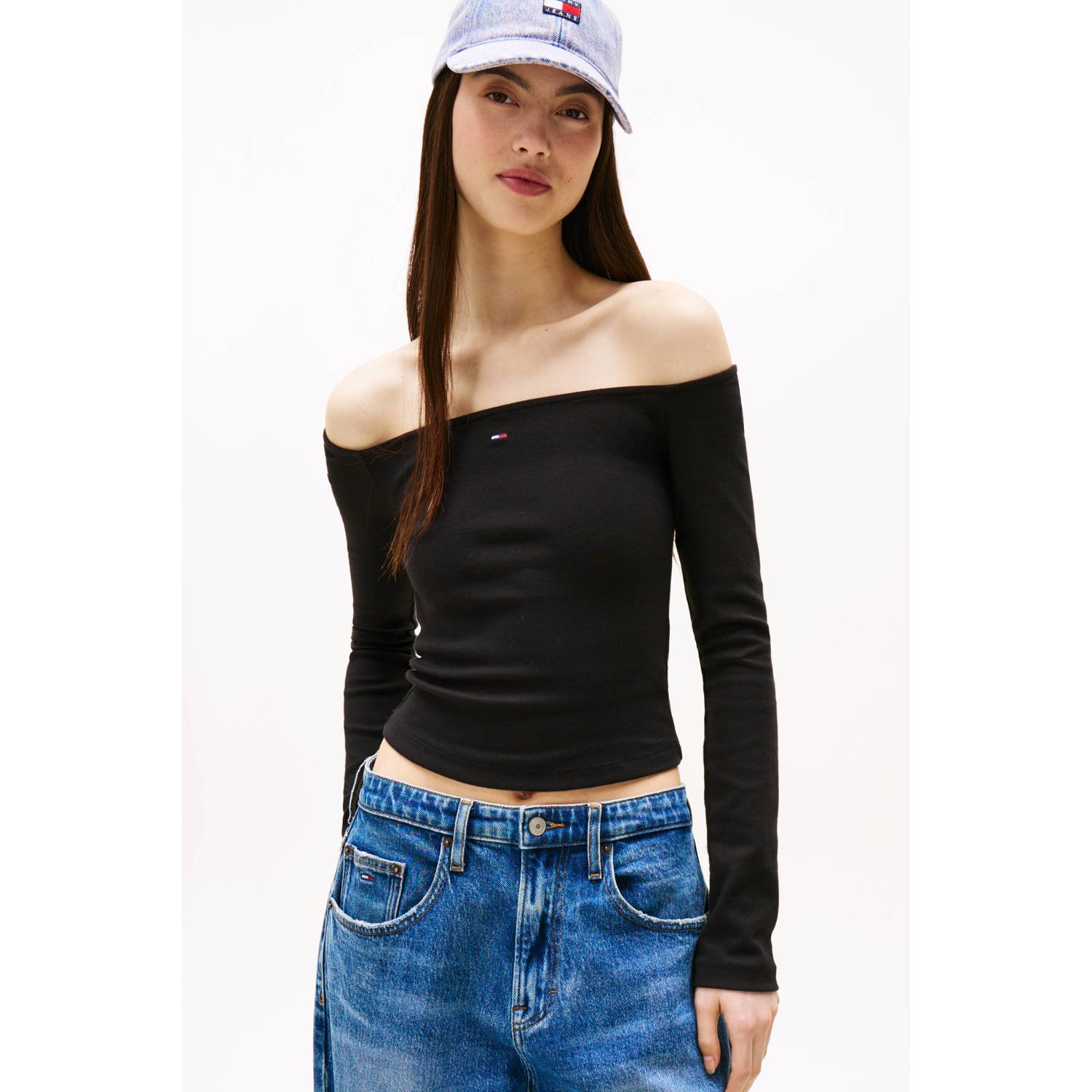 Tommy Jeans cropped top zwart