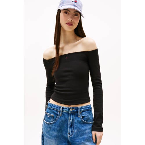 Tommy Jeans cropped top zwart afbeelding