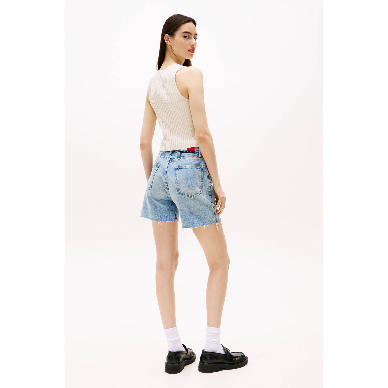 Tommy Jeans singlet wit rib gebreid
