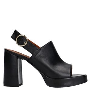 leren sandalettes zwart