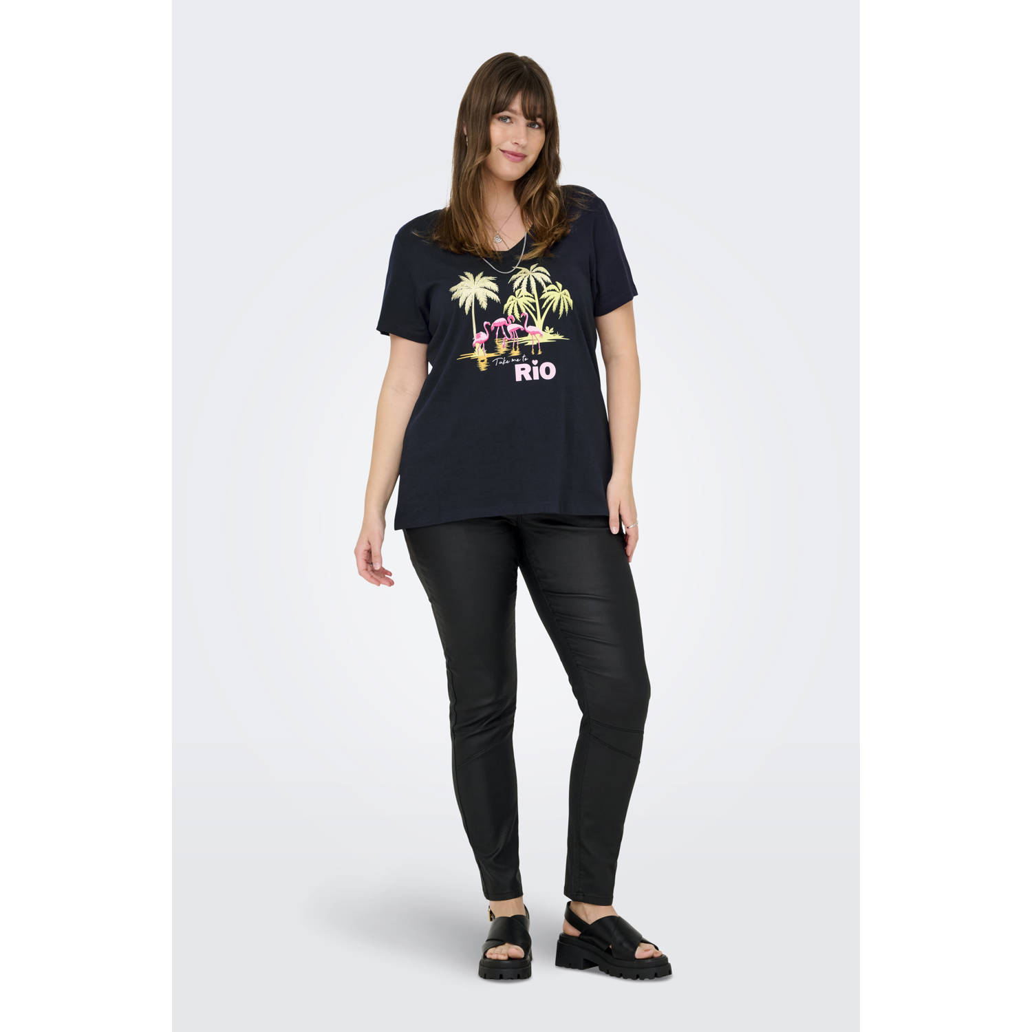ONLY CARMAKOMA T-shirt donkerblauw