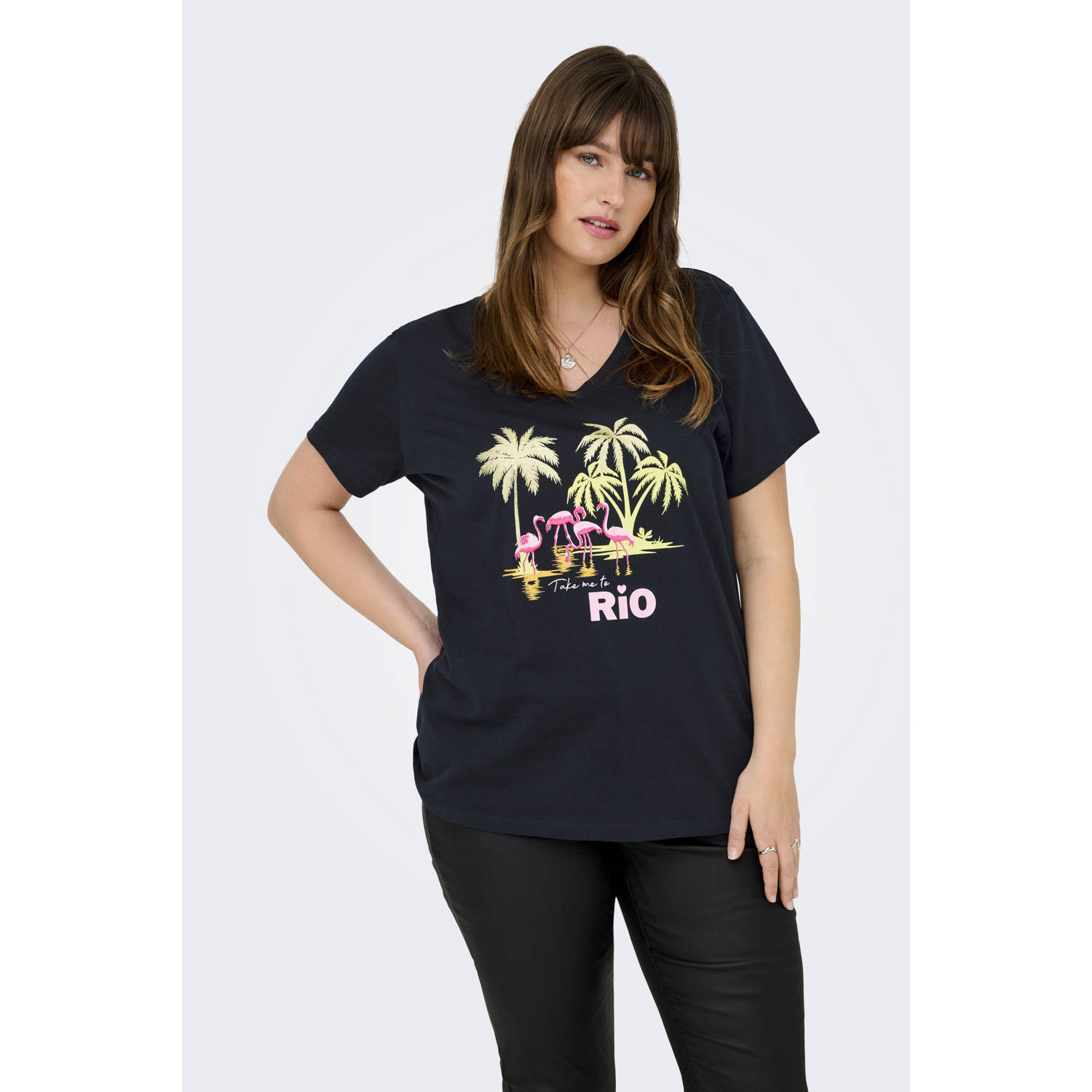ONLY CARMAKOMA T-shirt donkerblauw
