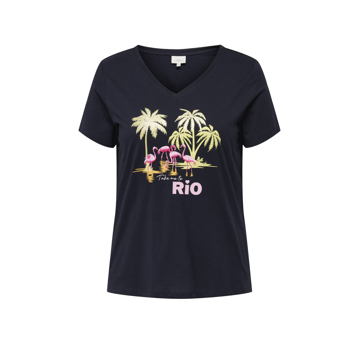 ONLY CARMAKOMA T-shirt donkerblauw