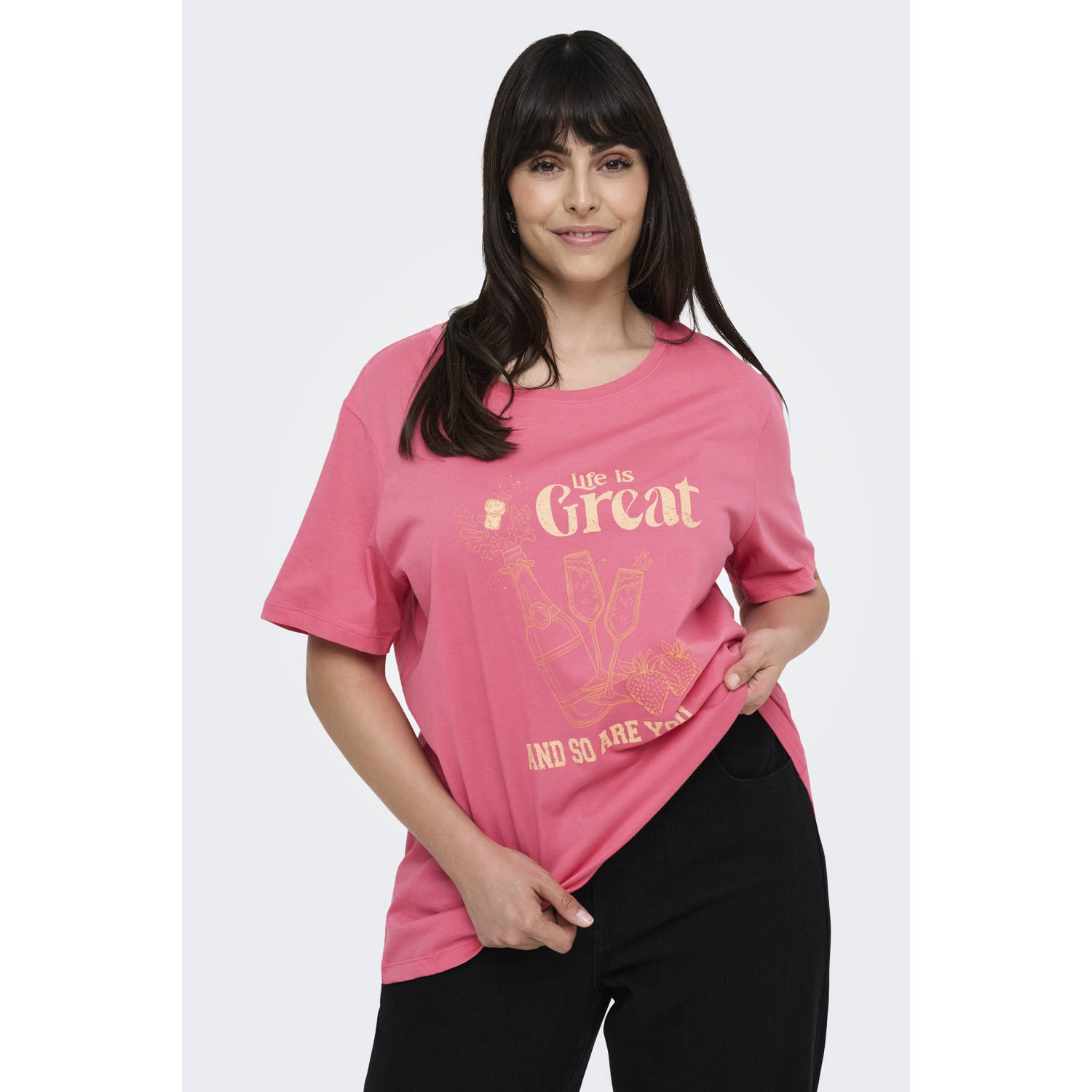 ONLY CARMAKOMA T-shirt roze