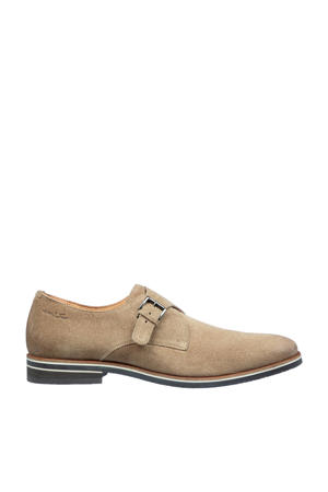 suède gespschoenen beige
