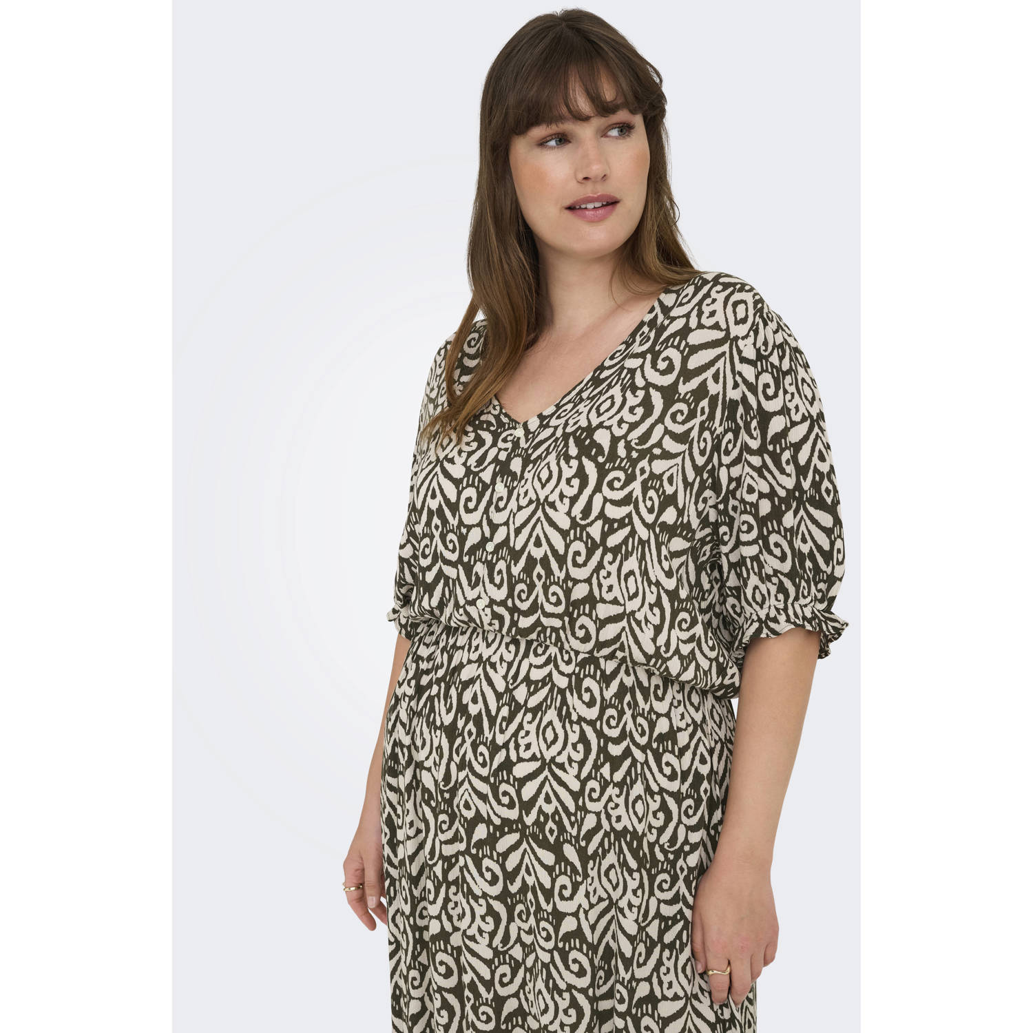 ONLY CARMAKOMA A-lijn jurk kaki beige
