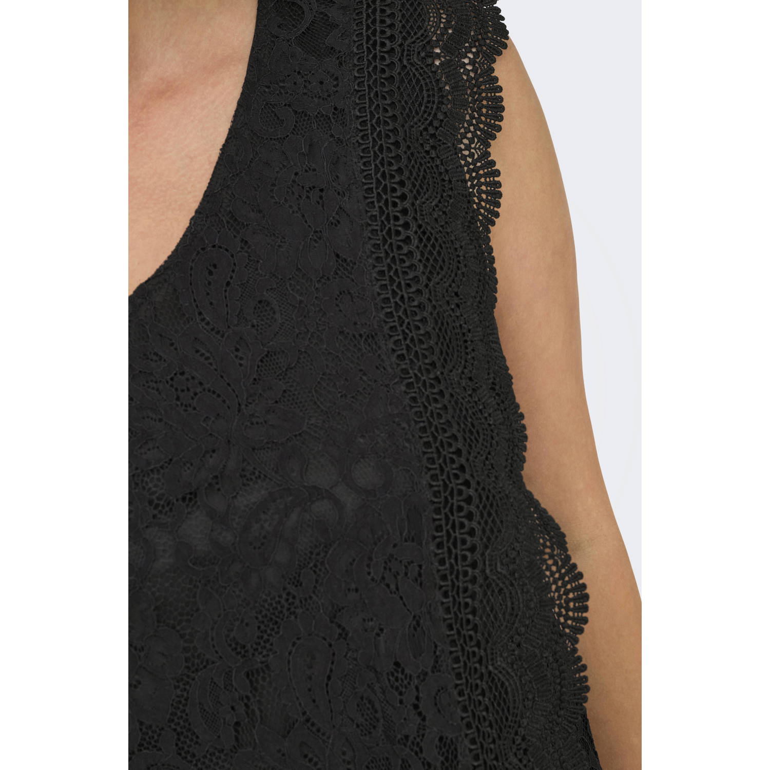 ONLY CARMAKOMA kanten top zwart