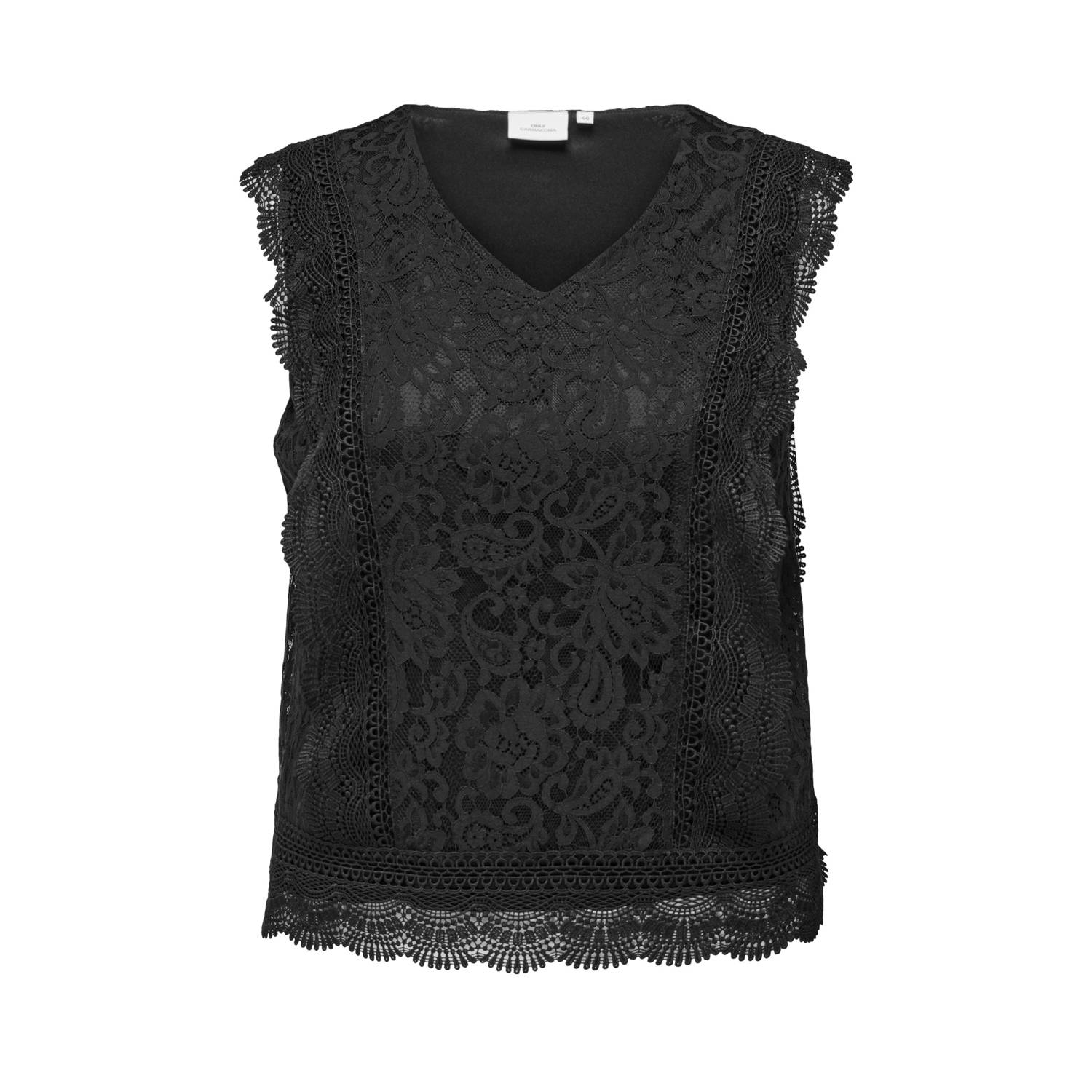 ONLY CARMAKOMA kanten top zwart