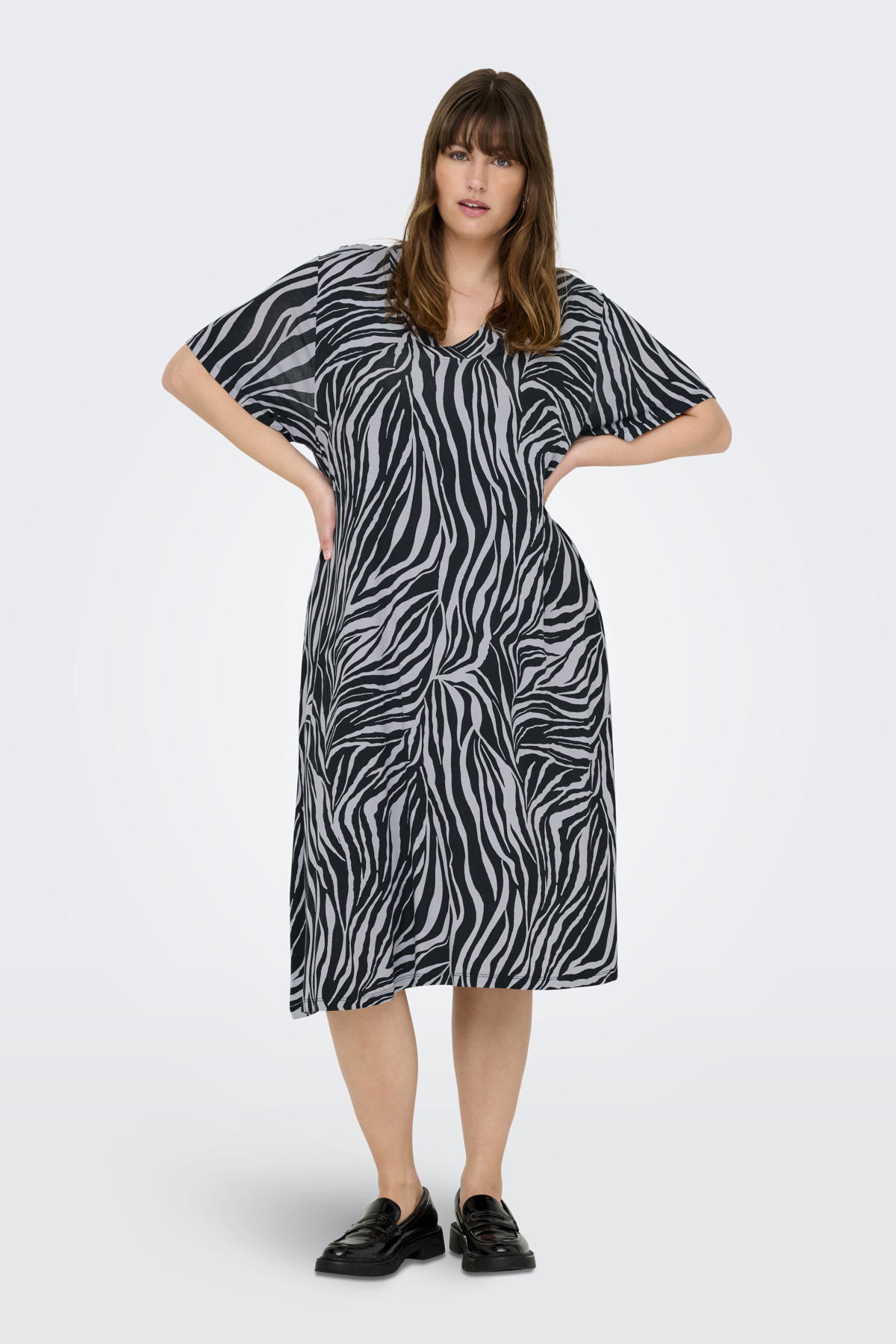 ONLY CARMAKOMA korte jurk met zebraprint wehkamp