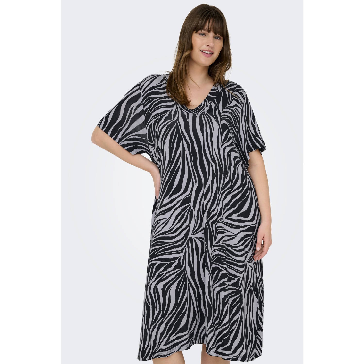 ONLY CARMAKOMA korte jurk met zebraprint