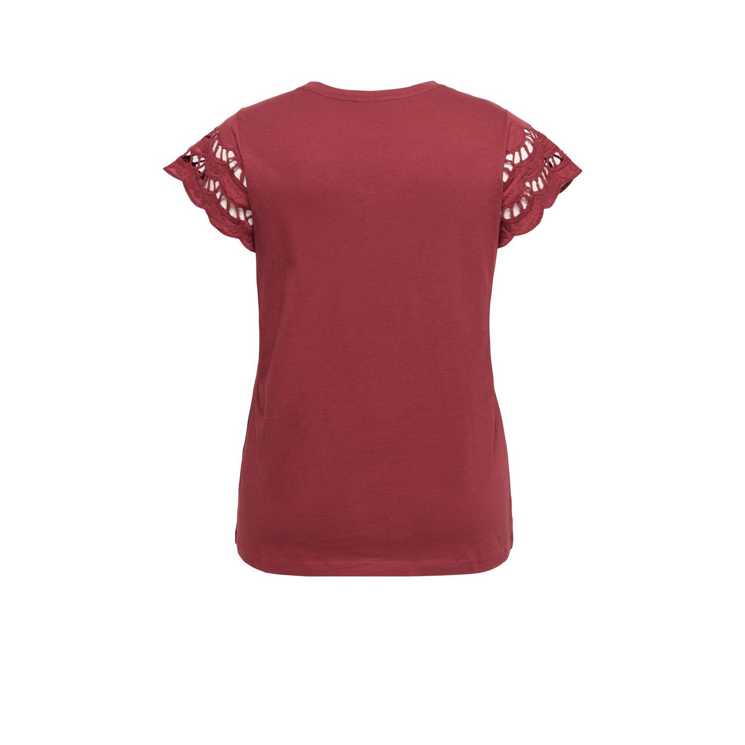 ONLY CARMAKOMA top donkerrood broderie