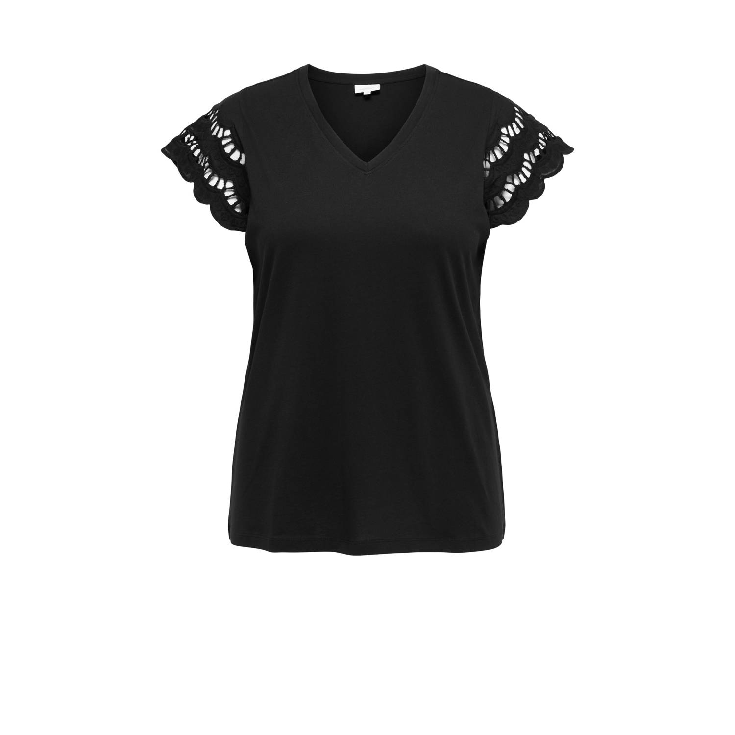 ONLY CARMAKOMA top zwart broderie