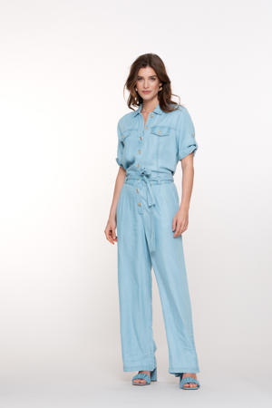 denim straight jumpsuit blauw