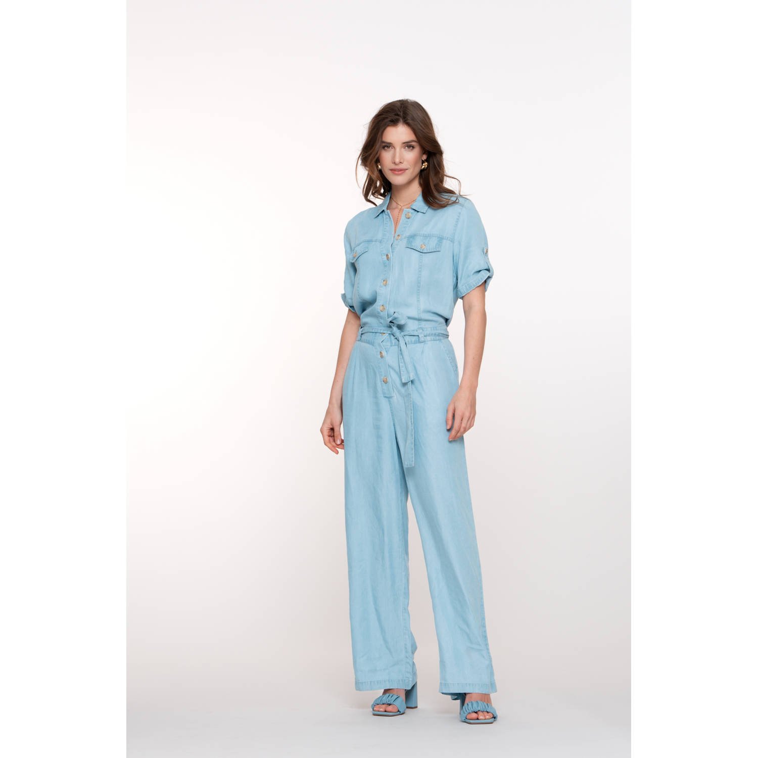 Geisha denim straight jumpsuit blauw