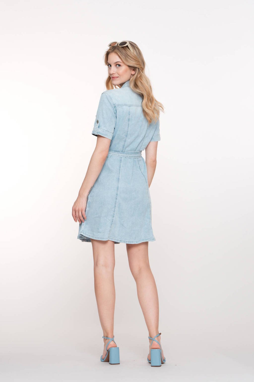 Geisha denim spijkerjurk blauw wehkamp