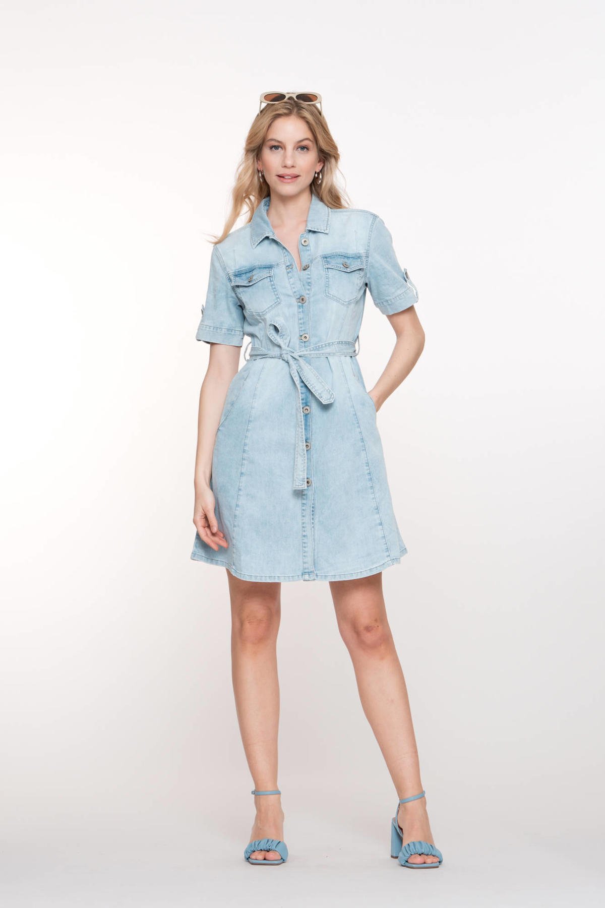 Geisha Jurken Geisha Denim Jurk Geisha Denim Spijkerjurk Blauw Wehkamp