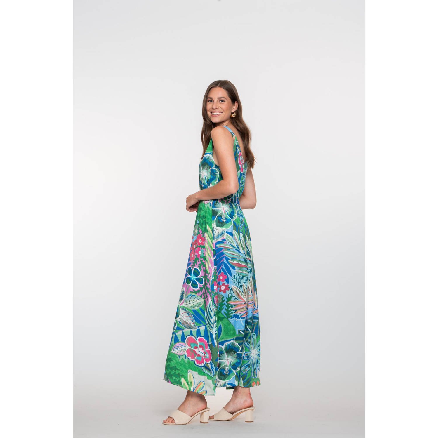Geisha maxi jurk blauw